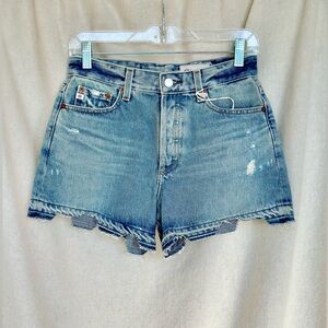 Brand New AG Adriano Goldschmied Alexxis Aged Denim Jean High Rise Wedgie Shorts